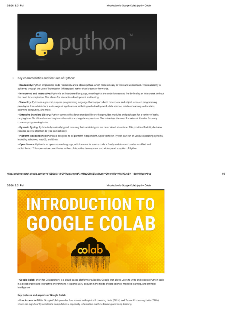 Introduction to Google Colab.ipynb - Colab | PDF | Python (Programming ...