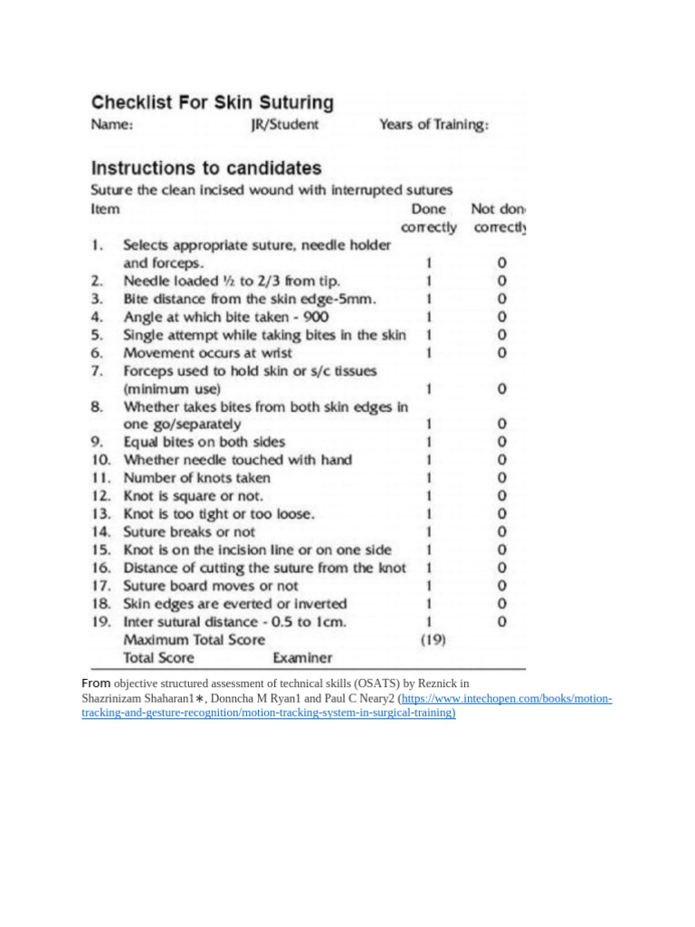 Checklist - Suturing | PDF