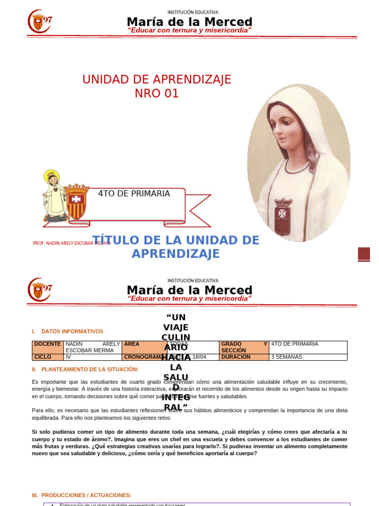 Unidad 1 4to Grado Mdlm | PDF | Datos | Aprendizaje