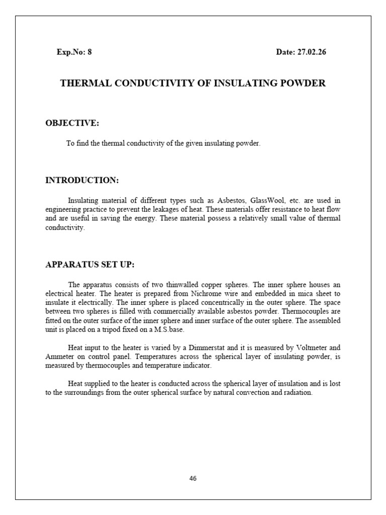ex 8 | PDF | Thermal Insulation | Heat Transfer