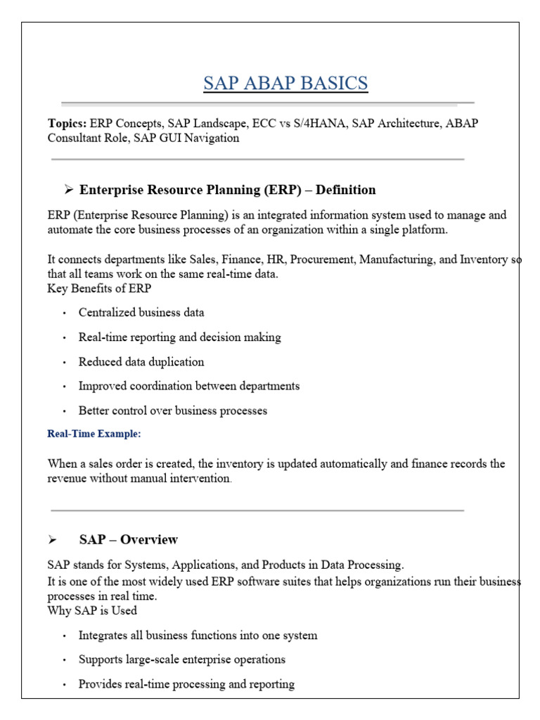 ABAP Basics | PDF | Databases | Enterprise Resource Planning