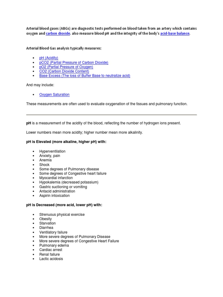 Arterial Blood Gas Analysis Guide | PDF | Carbon Dioxide | Lung