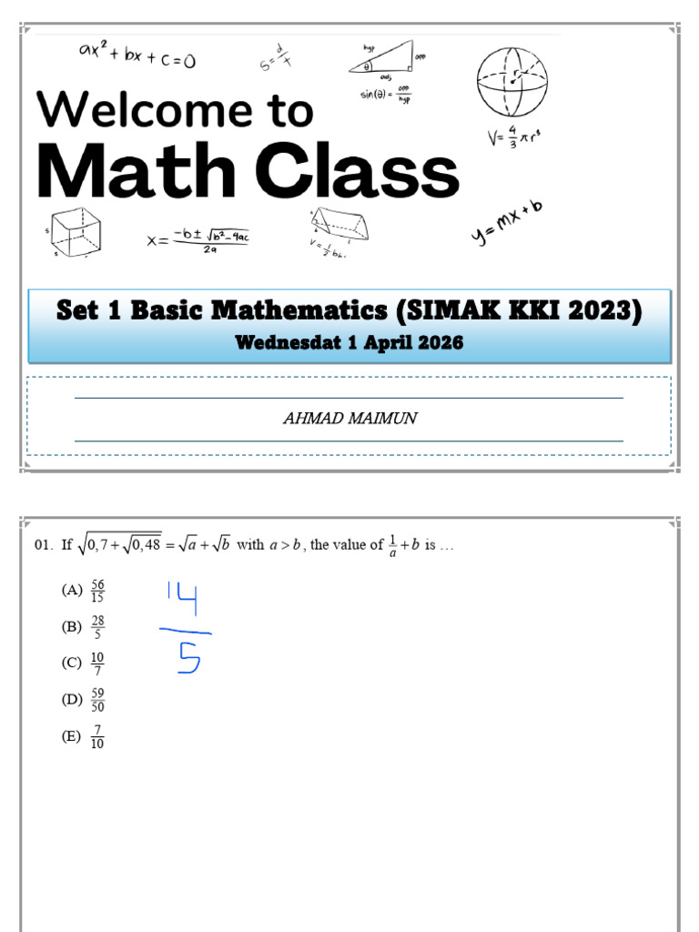 Set 1 Basic Mathematics Term 3 | PDF | Mathematical Analysis ...