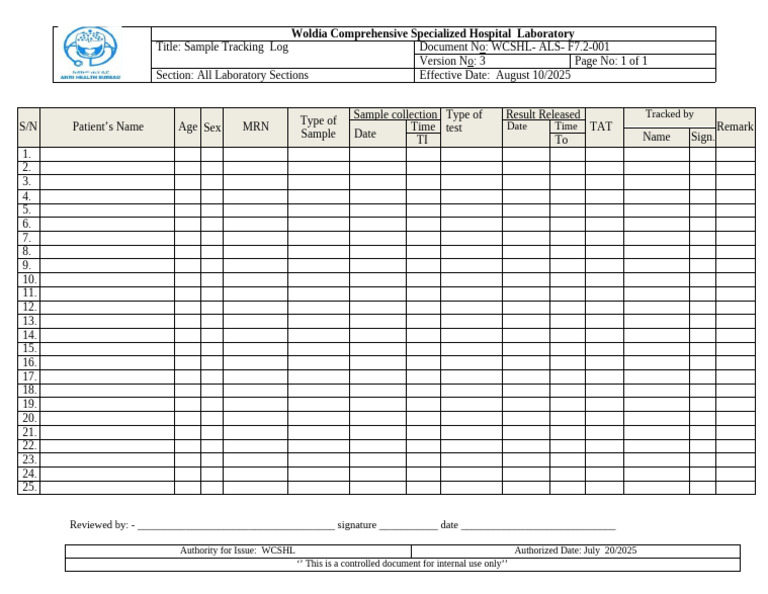 7.2 - 01. Specimen Tracking Form | PDF