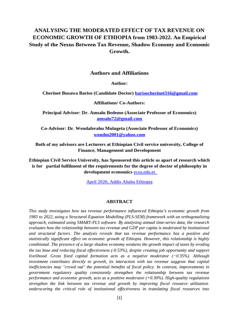 Analyzing the Moderated Effect of Tax Revenu Performance on Economic ...