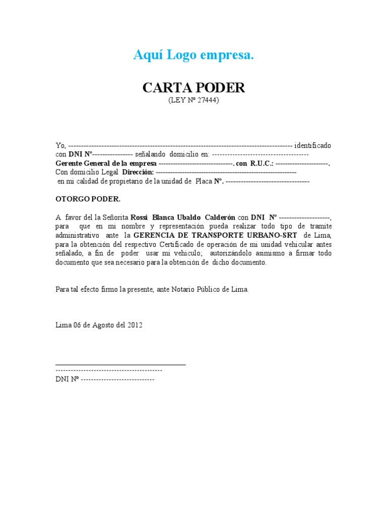 Carta Poder para Trámites Vehiculares | PDF
