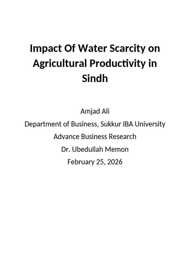 Assign-1 Amjad-211-26-0003 | PDF | Agriculture | Water Scarcity