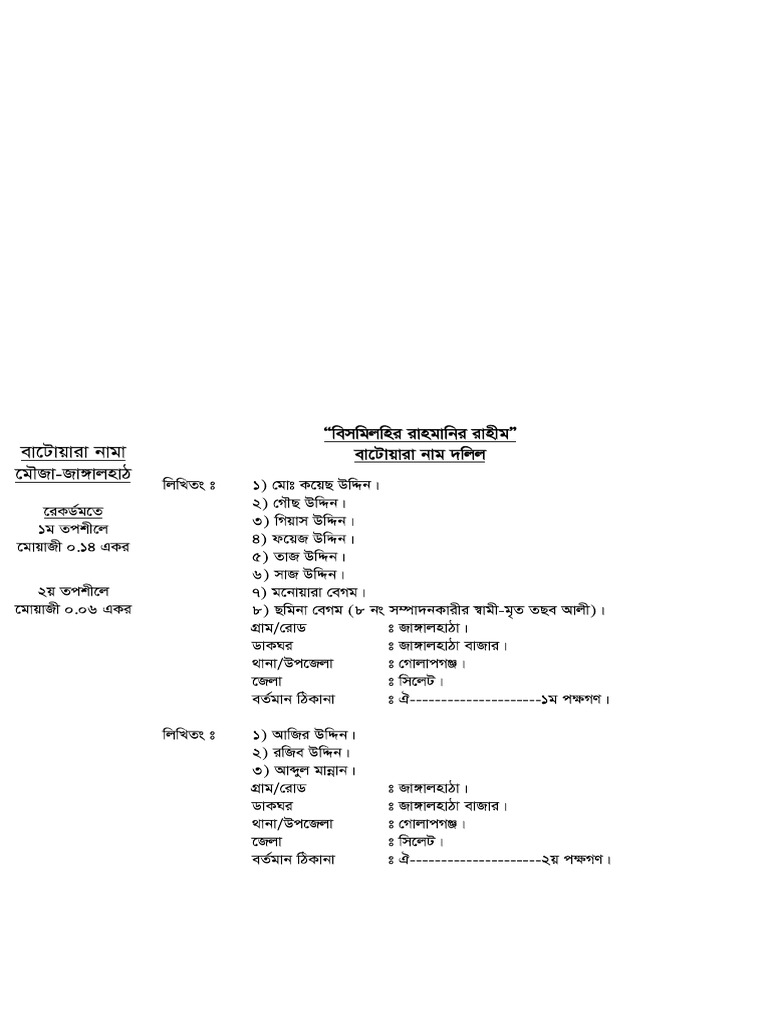 Batura Nama Dolil | PDF