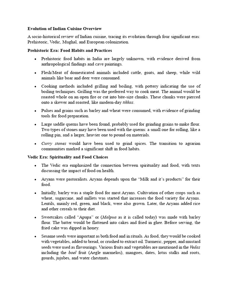 Evolution of Indian Cuisine Overview | PDF | Indian Cuisine | Cuisine