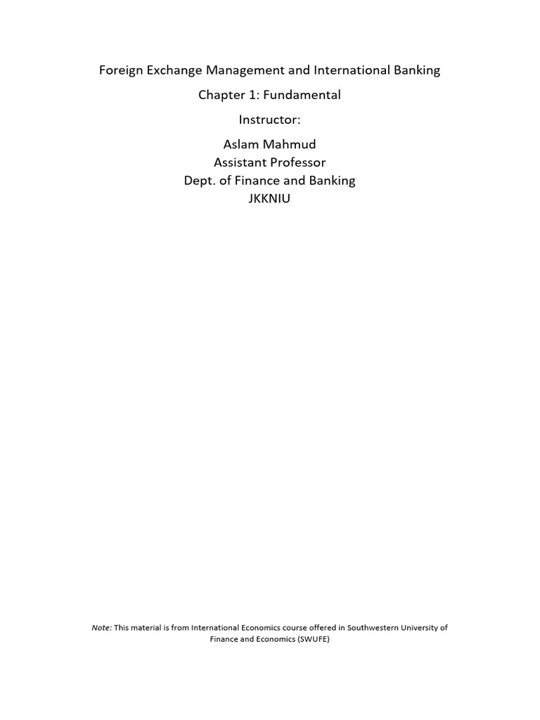 Lecture 1 Fundamental | PDF | Exchange Rate | Foreign Exchange Market