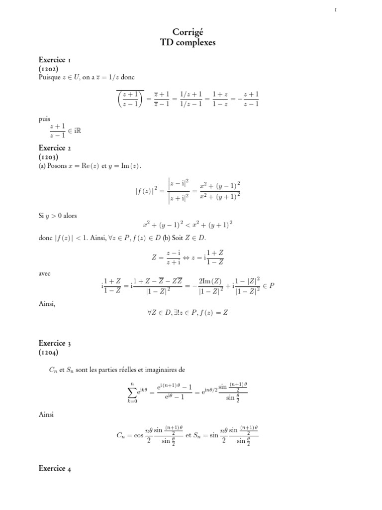 Exos Corrige TD Complexes PCSI | PDF