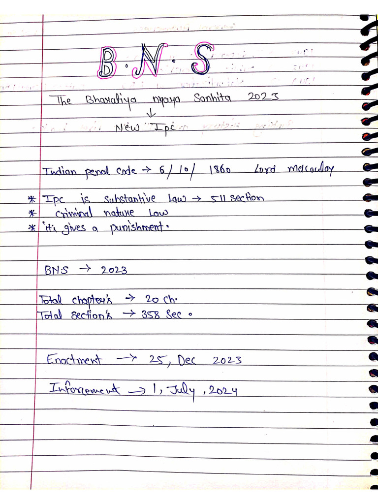 BNS Hand Written Notes | PDF