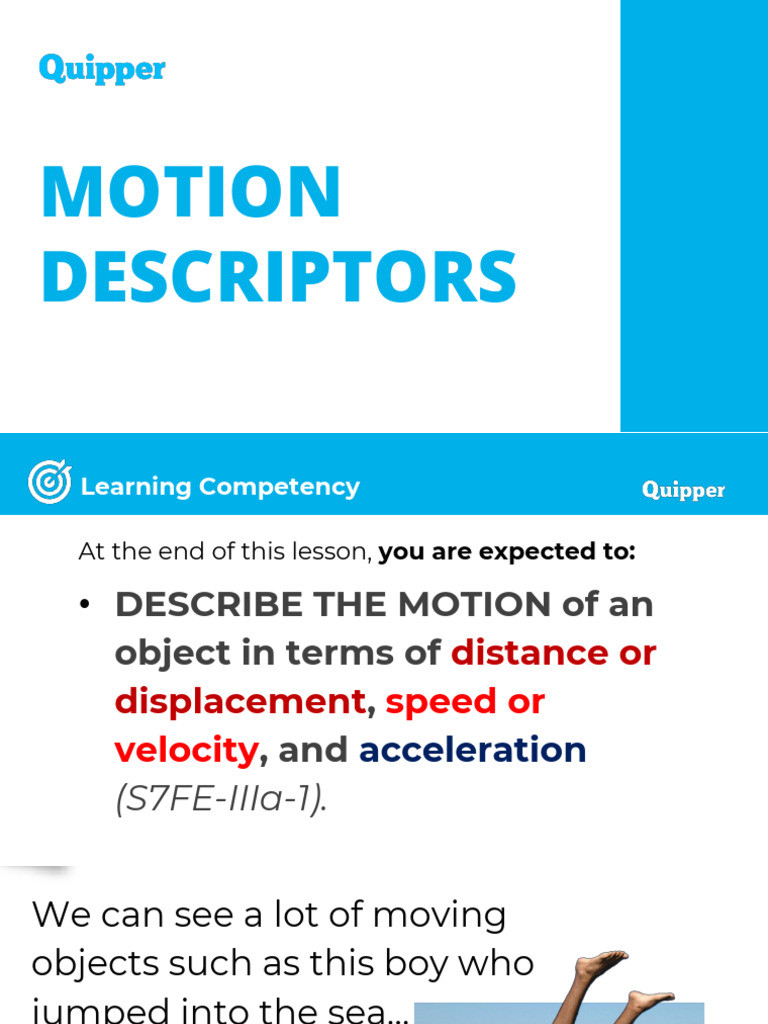 Motion Descriptors Students Copy | PDF | Acceleration | Velocity