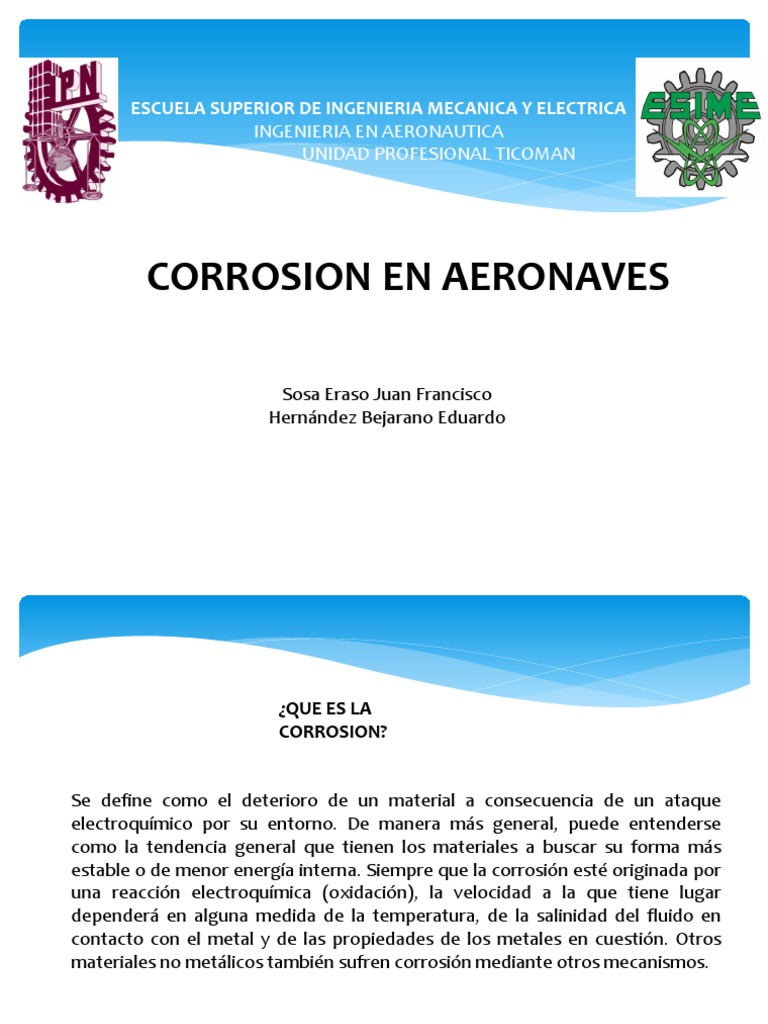 Corrosion en Aeronaves