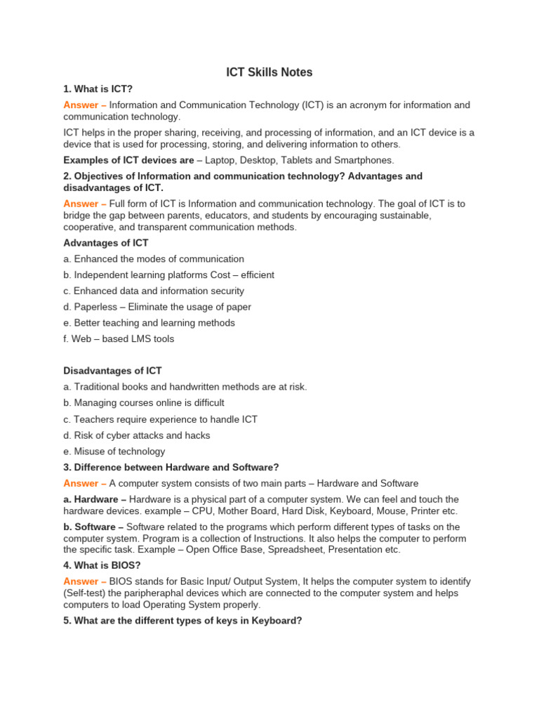 ICT Skills Question Answers | PDF | Educational Technology | Computer Virus