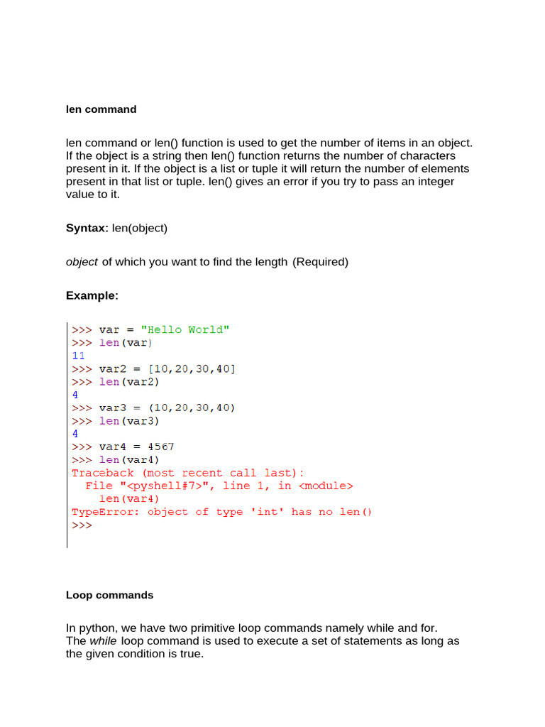Len Command Details | PDF