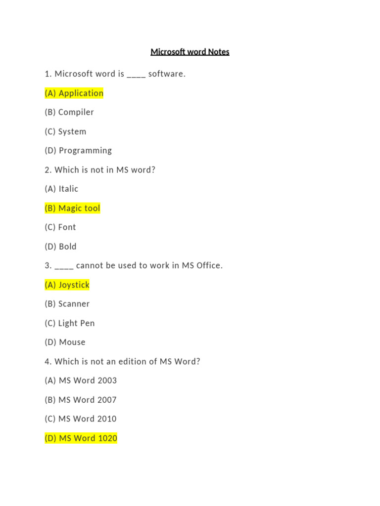 Ms Word Notes | PDF | Microsoft Word | Typefaces
