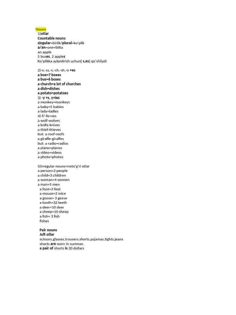 Countable Nouns | PDF