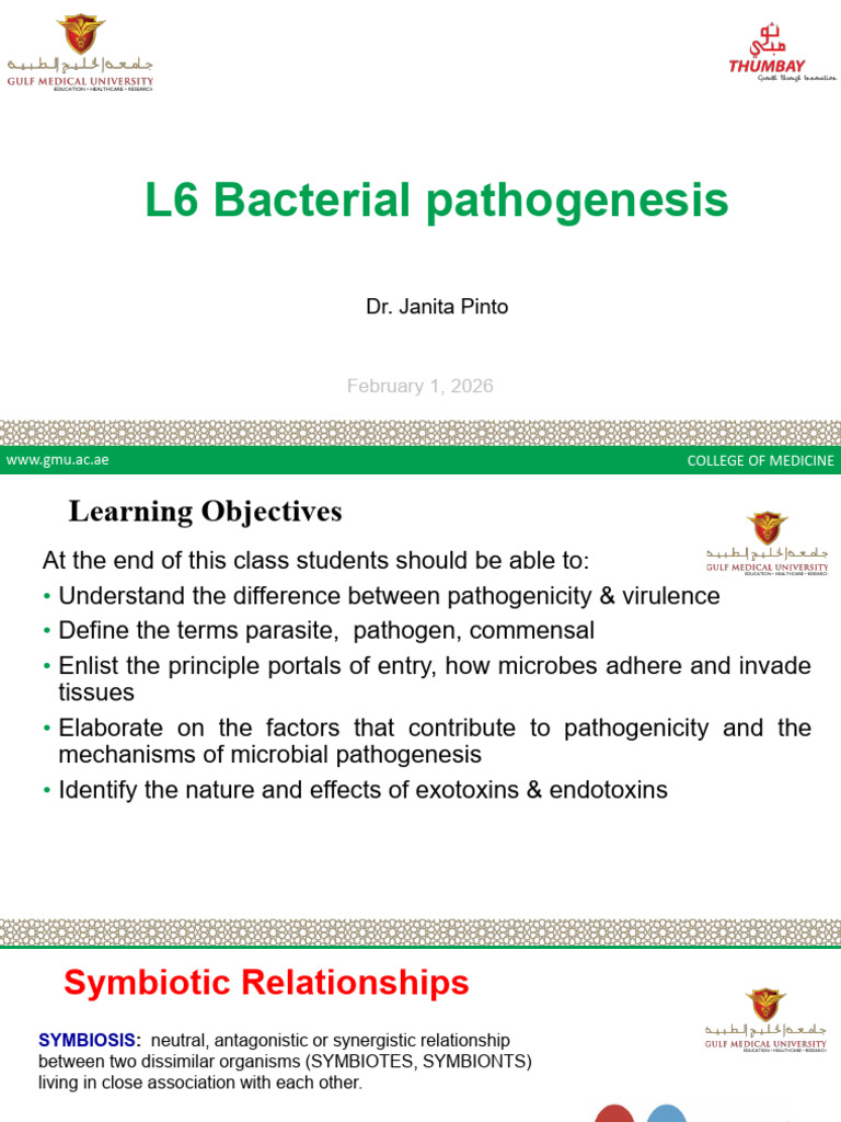 L6 Bacterial Pathogenesis | PDF | Infection | Pathogen