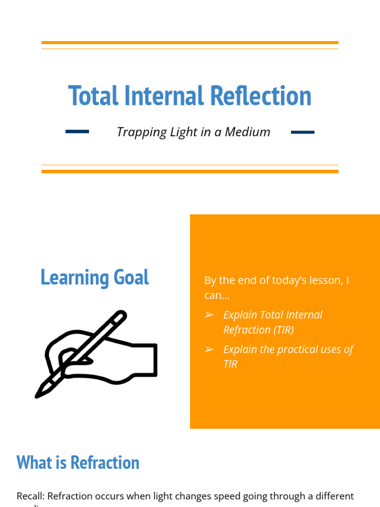 Total Internal Refraction: Physics 10 | PDF