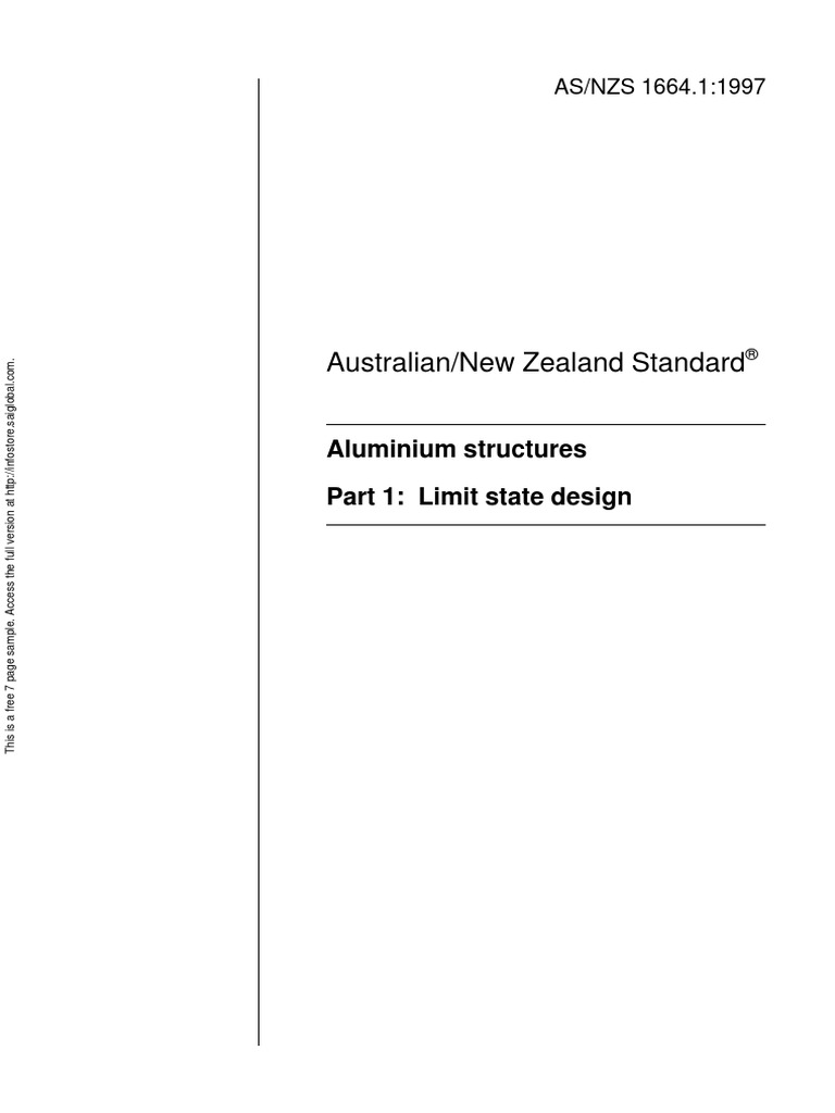 As NZS 1664.1-1997 Aluminium Structures Limit State Design | PDF ...
