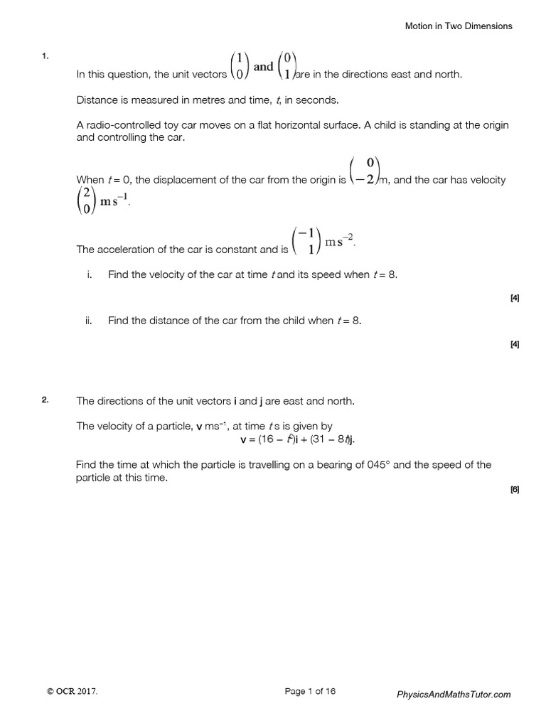 Motion in 2 Dimensions | PDF | Acceleration | Velocity