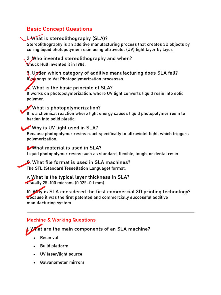 Basic Concept Questions | PDF | 3 D Printing | Applied And ...