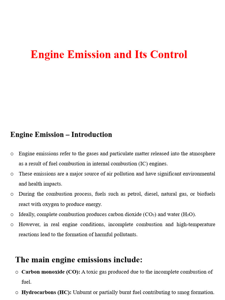 Engine Emission and Its Control | PDF | Combustion | Exhaust Gas