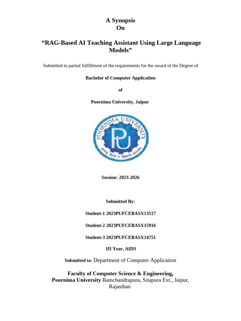 Project Synopsis RAG | PDF | Information Retrieval | Cognitive Science