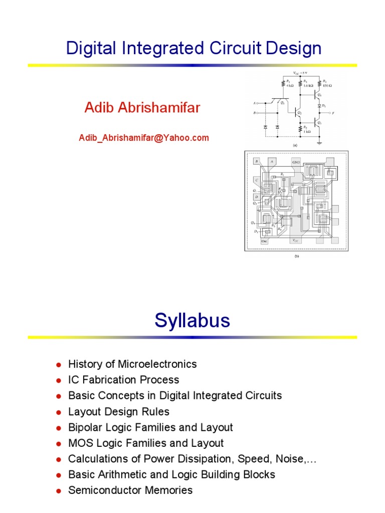Syllabus and Introduction for a Course on Digital Integrated Circuit