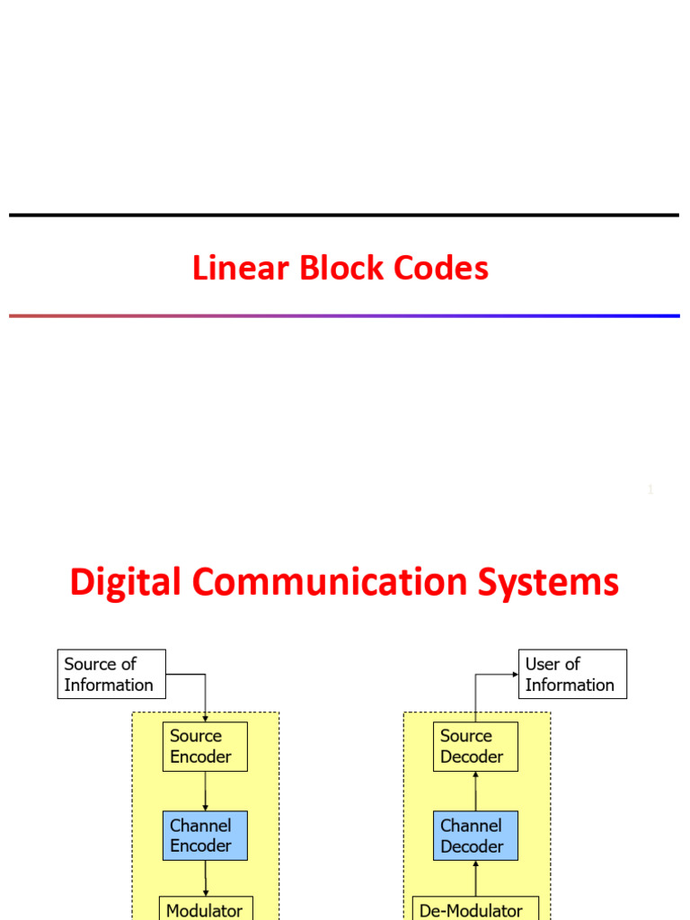 Lecture 2-Linear Block Codes | PDF | Notation | Algorithms