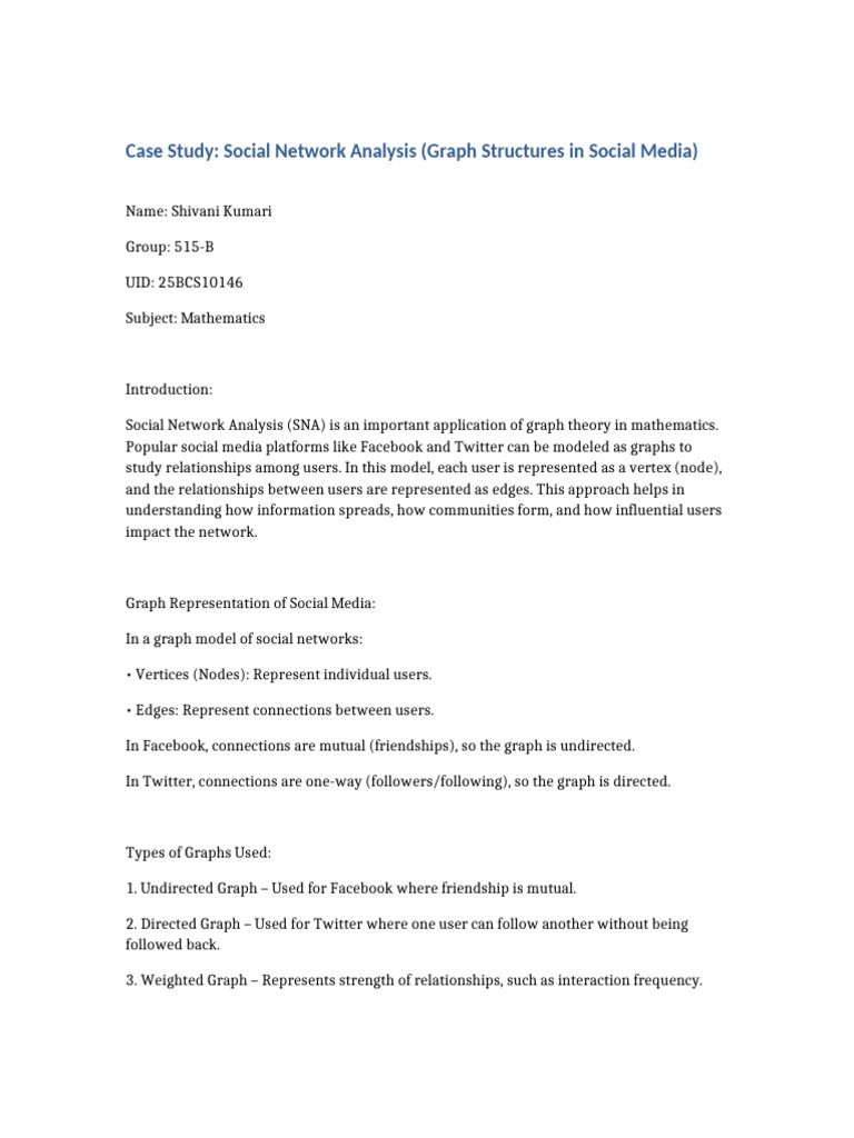 Social Network Analysis Detailed Case Study | PDF | Vertex (Graph ...