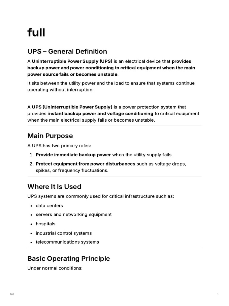 full ups system | PDF