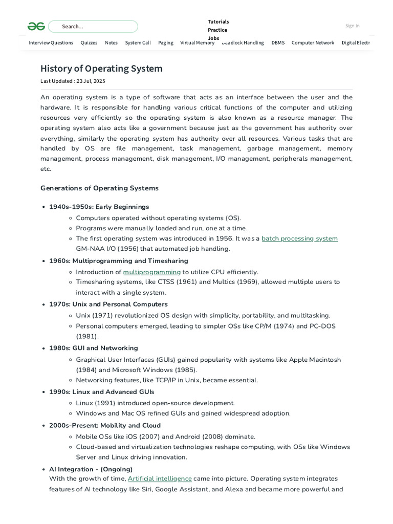 History of Operating System | PDF | Operating System | Microsoft Windows