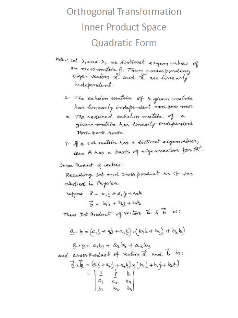 10- Orthogonal Transform, Inner Product and Quadratic Form | PDF