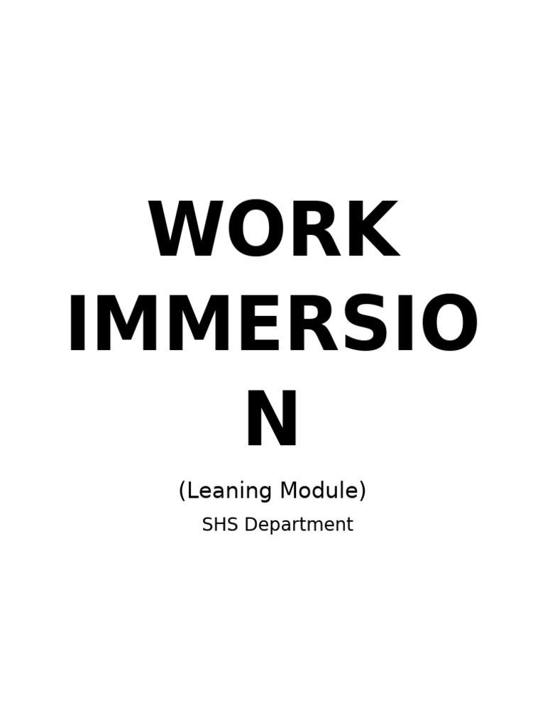 593440220 Work Immersion Module (1) | PDF