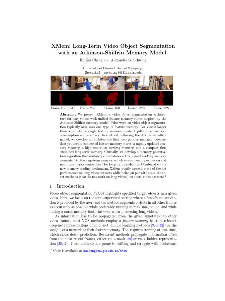 XMem Long-Term Video Object Segmentation | PDF | Image Segmentation ...