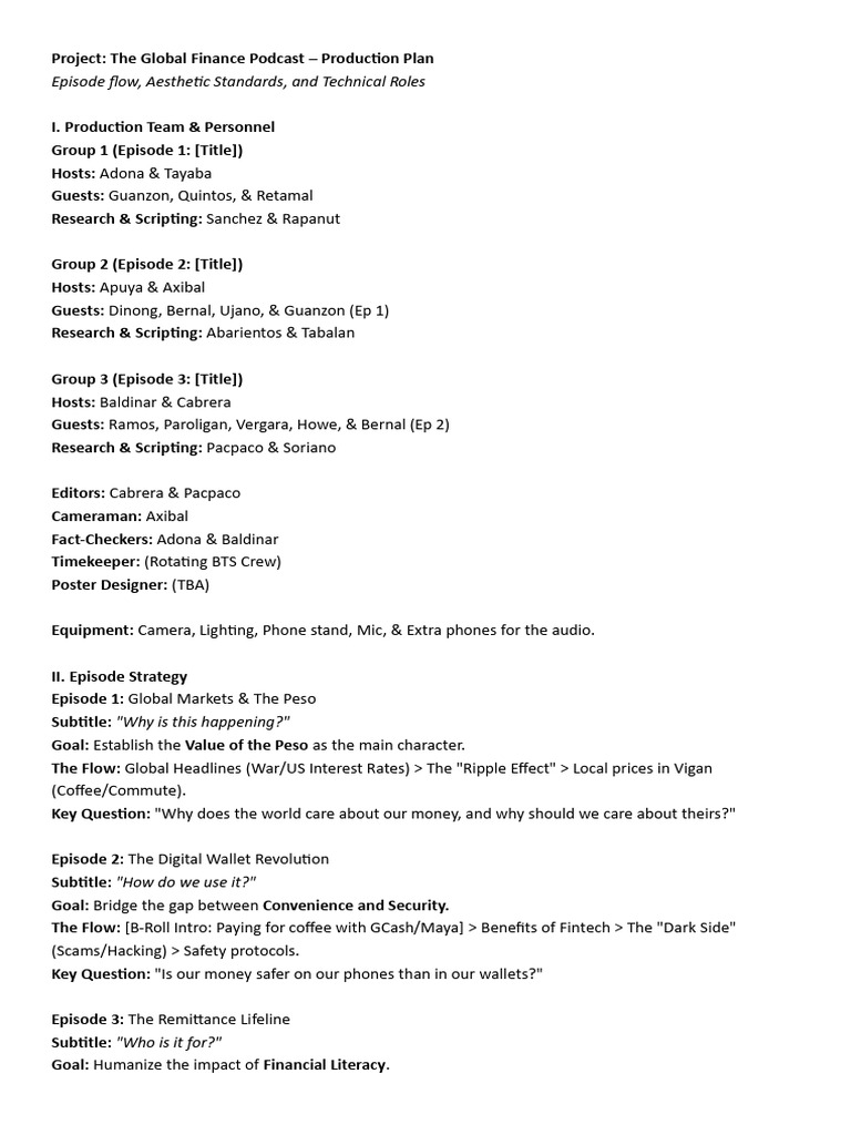 Podcast Production Plan Draft | PDF