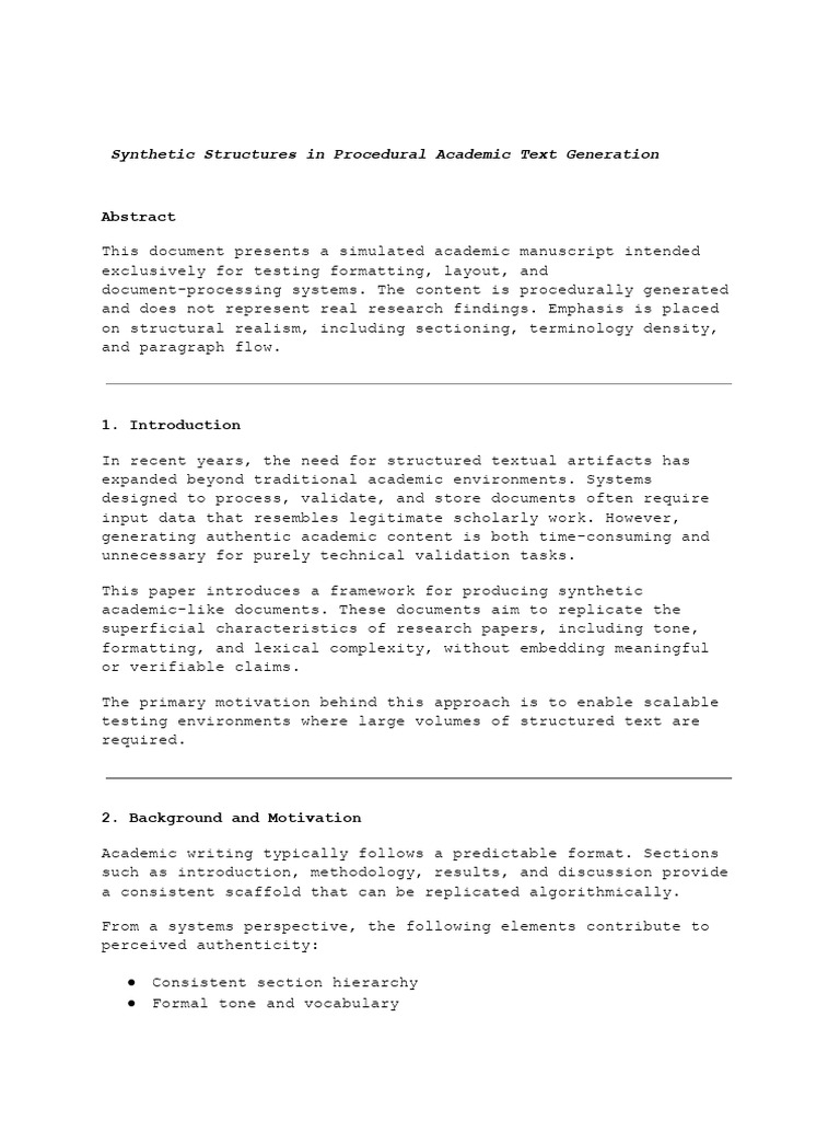 _Synthetic Structures in Procedural Academic Text Generation | PDF ...