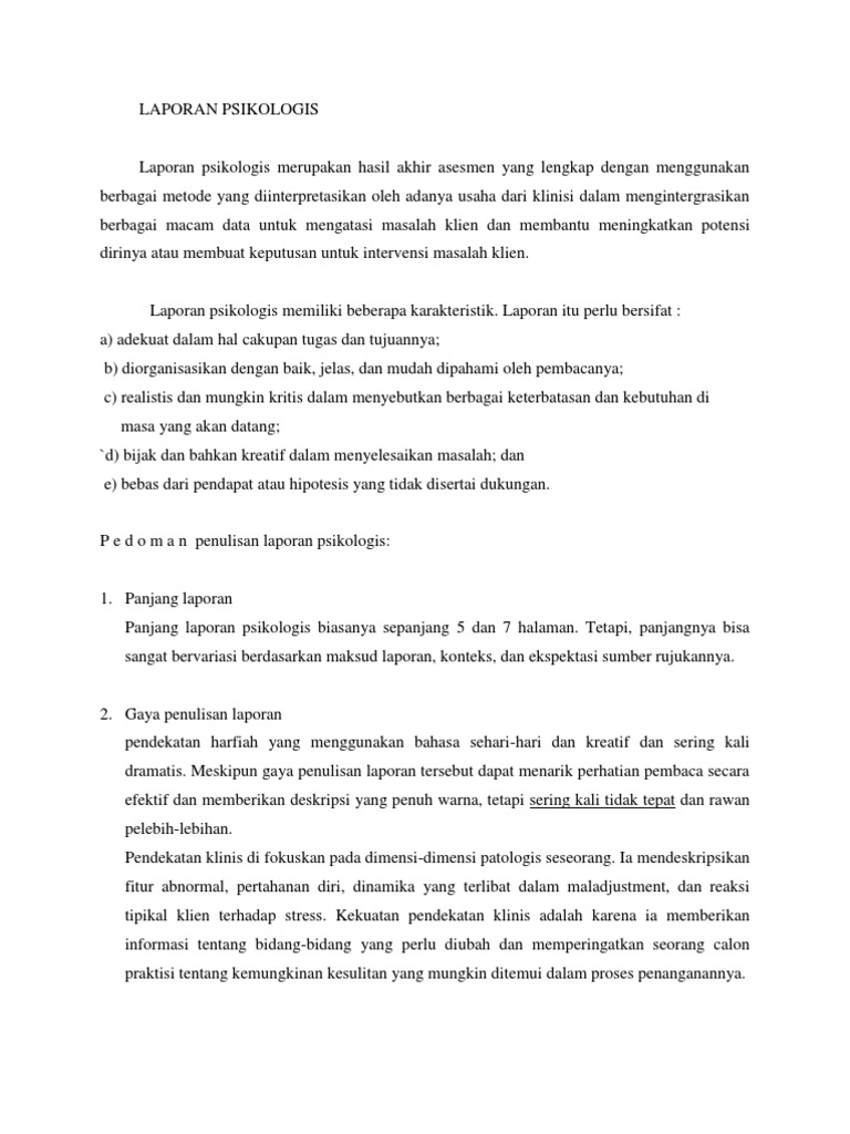 Laporan Psikologis