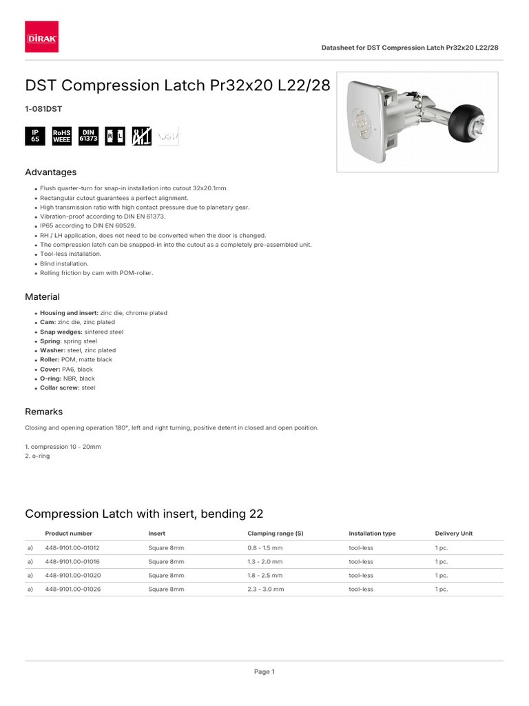 DST Compression Latch Pr32x20 L2228!1!081DST | PDF | Mechanical Engineering