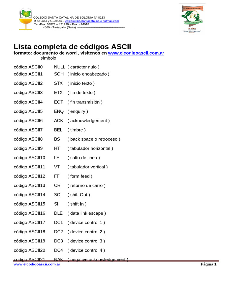 Codigo Ascii (1) | PDF | Comillas | Escritura
