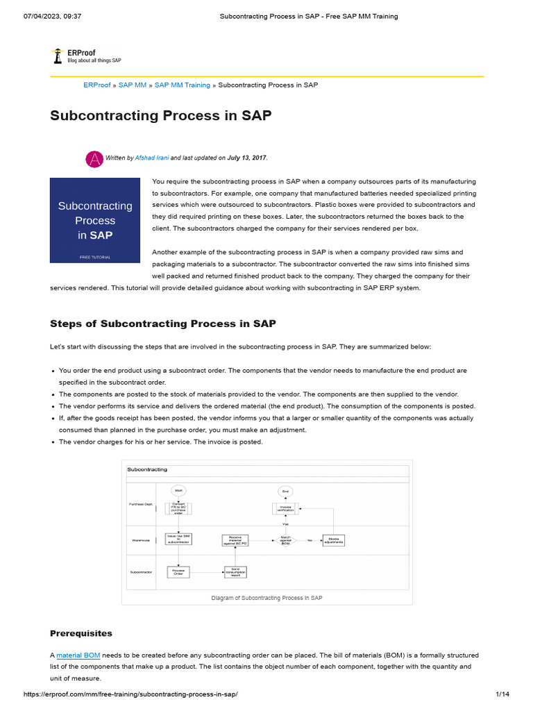 Subcontracting Process | PDF
