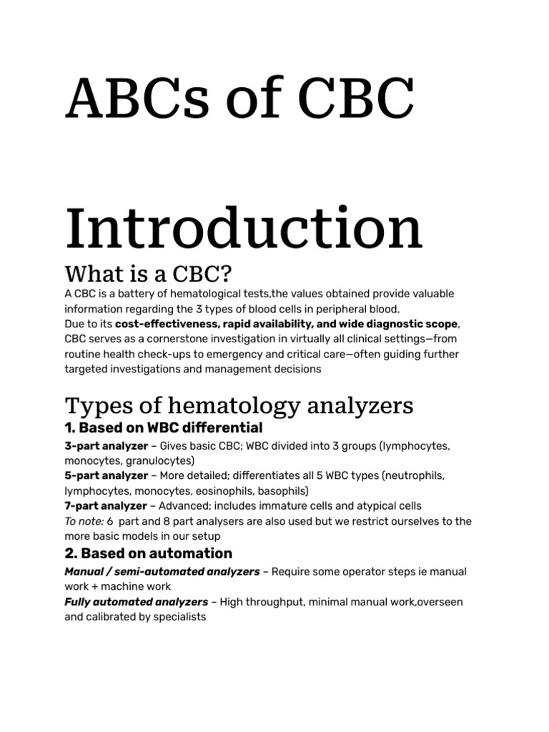 The ABCs of the CBC | PDF | White Blood Cell | Anemia