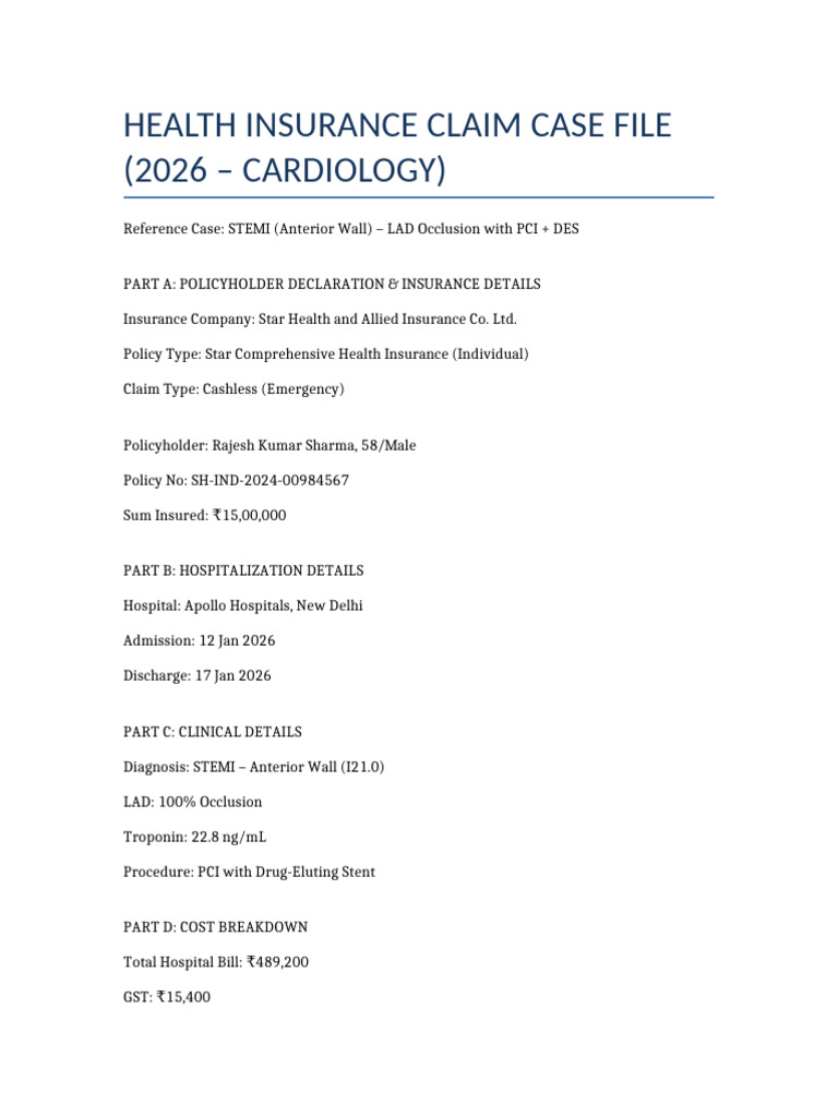 Health Insurance Claim Case File 2026 | PDF