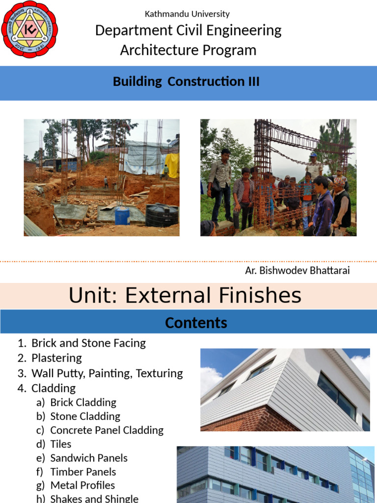 Unit 6-Lecture Slide_External Finishes | PDF | Plaster | Paint
