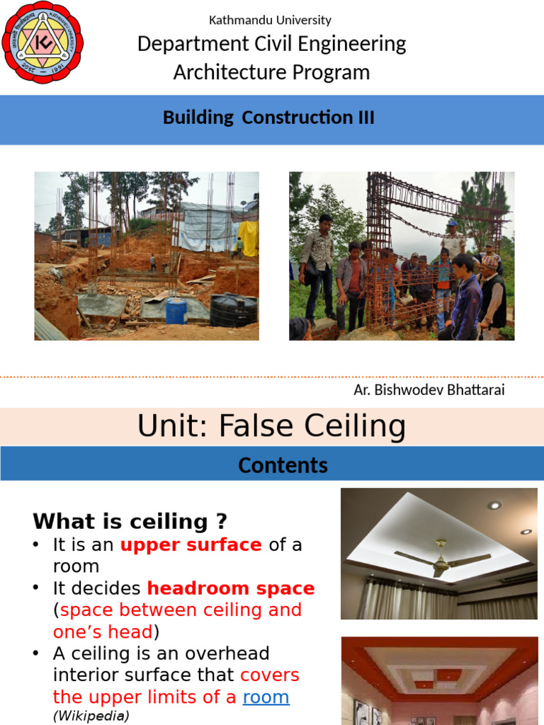 Unit 5-Lecture Slide_False Ceiling | PDF | Ceiling | Drywall