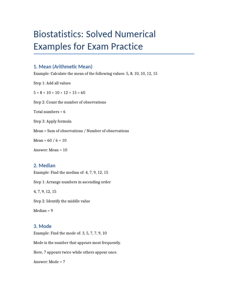 Biostatistics Solved Examples | PDF