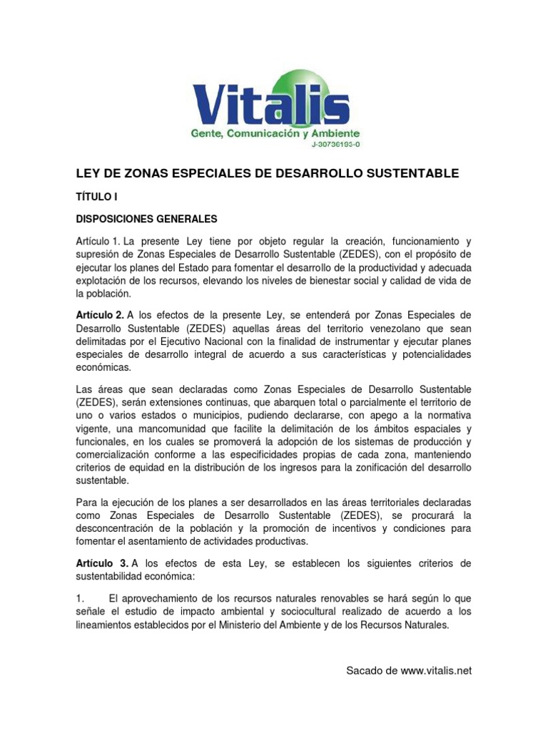 Ley de Zonas Especiales de Desarrollo Sustentable | PDF | Desarrollo ...