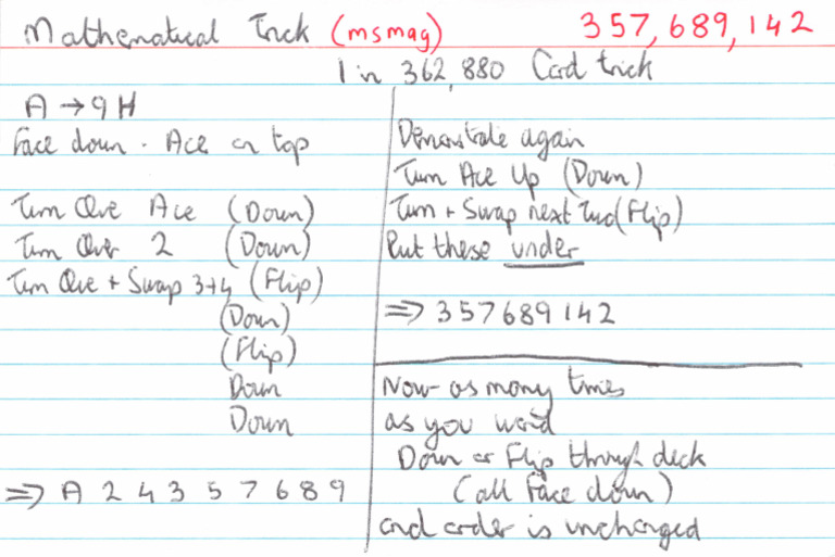 1 in 362880 Card Trick - Mismag822 | PDF